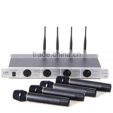 4 channel home microphones uhf pll wireless microphone system YU42-YARMEE