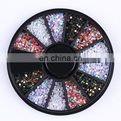 1 Box 1mm Mixed Color 3D Nail Decoration Colorful Round Wafer In Wheel DIY Manicure Art Accessories