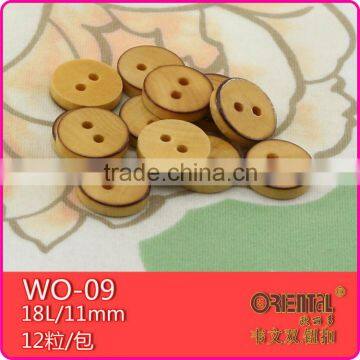 2 holes flat real wooden button