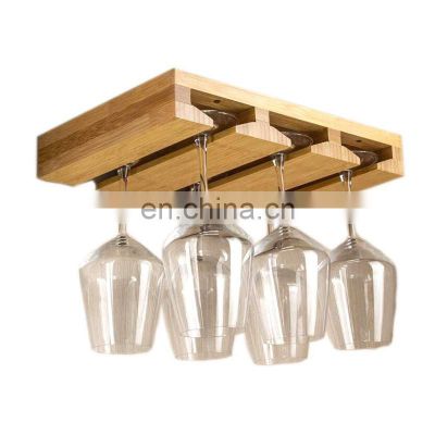 Custom Wine Glass Rack Under Cabinet for Kitchen Wine Glass Holder Bamboo Stemware Drying Storage Hanger Organizer Rack