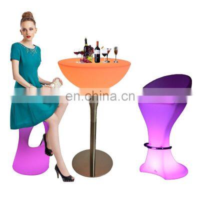 pub tables and chairs /Rechargeable plastic LED outdoor furniture light up color changing illuminated Bar Tables and Chairs