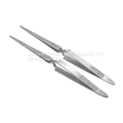 Stainless Steel Cross Reverse Tweezers Fine Pointed Round Head Reverse Fork Tweezers Effort Saving Tweezers Fixed Clamp Open photo-3