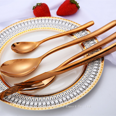 Fast Shipping Wedding Event Supplies Rose Gold Colored Stainless Steel Cutlery Set For Weddings