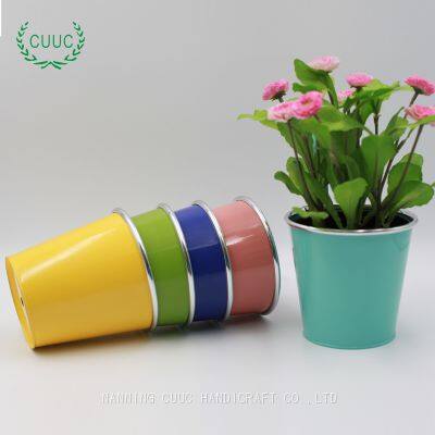 CUUC Tin Metal Hanging Flower Pot Flower Bucket Hanging Planter photo-5