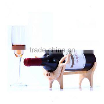 high quality wooden wine display rack ,single bottle animals wine rack