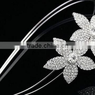 Wholesaler Fashion Women Metal Crystal Flower Charm Hairband for Wedding photo-3