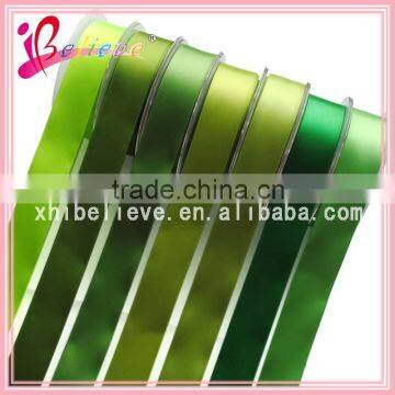 Green colors solid color satin polyester ribbon wholesale make ribbon rosette