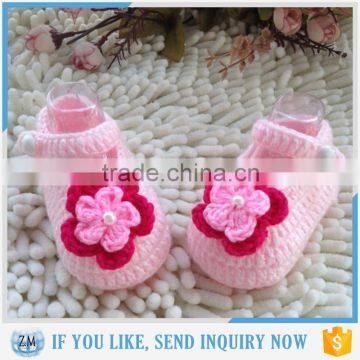 Handmade Baby Shoes With KNit Flower