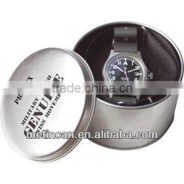 metal round watch tin box package