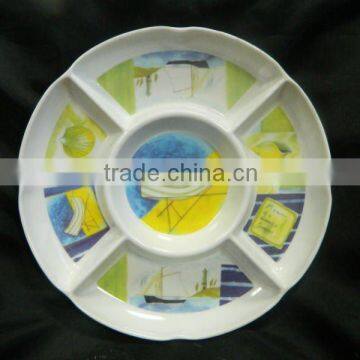 30% and 100% 5 sections melamine dinner plate