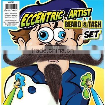 Eccentric Artist Beard Tash Set Fancy Dress party Costume fake French Moustache Facial Hair MU067