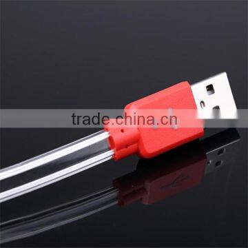 Hot sale red yellow led flashing light flat usb2.0 connector usb driver download data cable