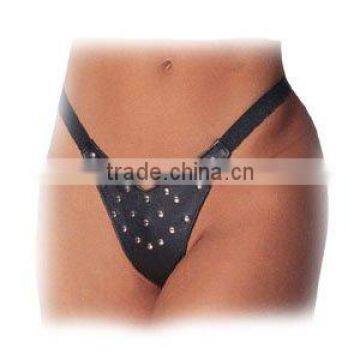 Black Leather Ladies Fancy G-String