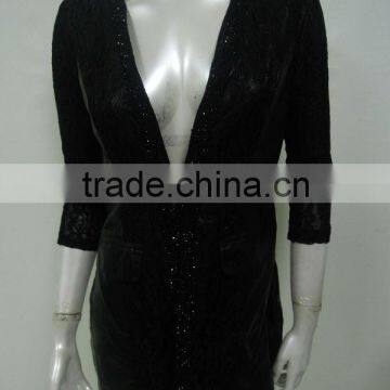 lace sequin low-cut hot sexy black lady jacket, winter jacket for women wholesale China