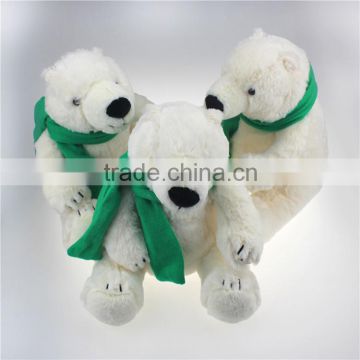 25cm Plush Soft Polar Bear Toy With Scarf