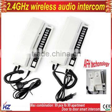 Hot selling 2.4GHz wireless handset intercom for many apartment, door to door calling