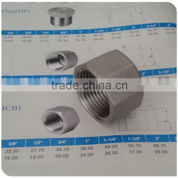 316 Stainless Steel Hex End Threaded Cap ,1" NPT Female in 150 Rating