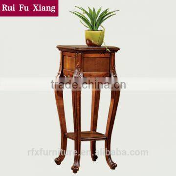 Classic solid rubber wood flower stand table with delicate handmade carving pattern S-204