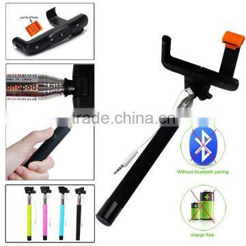 OEM manufacturer headphone jack control selfie stick, cable take pole selfie stick for smartphone, z07-5 plus monopod