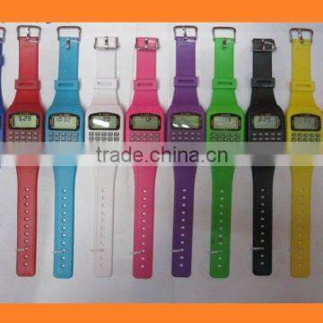 silicone colorful promotional gift digital watch with caculator