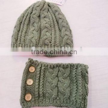 fashion cashmere/acrylic knitted hat neckwarmer set