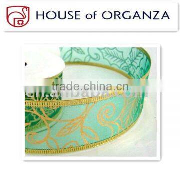 Christmas Organza Wired Ribbon for gift decoration
