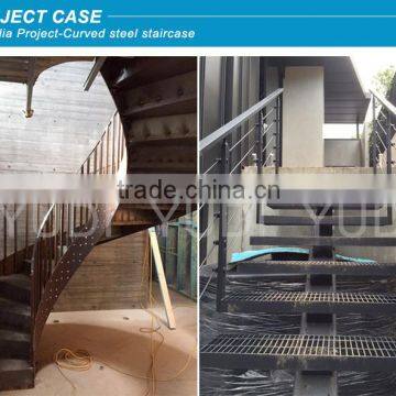 Customized Interior Wooden Curve Stairs With Double Stringer Quality Choice photo-2