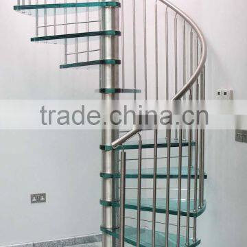 Indoor Modern Laminated Glass Tread Spiral Stairs for Attic photo-2