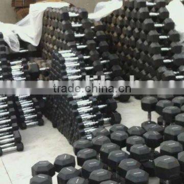 hex rubber coated dumbbell