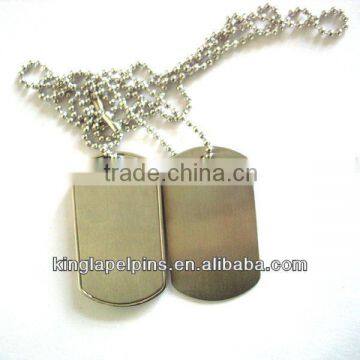 SM-MD002 Custom bright stainless rolled edge dog tag with ball chain