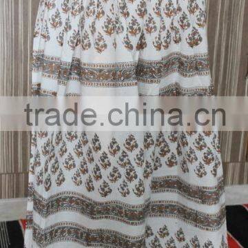 Summer Woman Skirt Cotton Long Skirt With Block Print Work Lady latest long skirt design