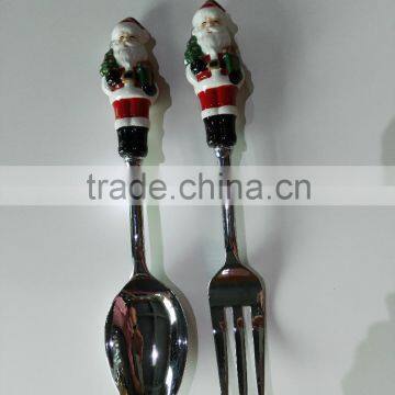 Christmas polyresin spoon and fork