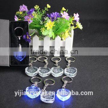 Wholesale Price Factory Directly Sale Best Quality Crystal Heart Shape LED Keychain