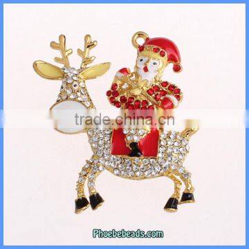 Wholesale Rhinestone Deer And Santa Claus Christmas Jewelry Pendant MP-005