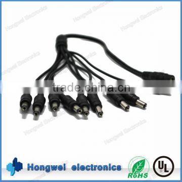 DC spliter cable with great quality DC 5.5*2.1 male to female plug moulded cables length customized