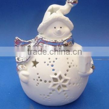 Xmas ceramic giftware,snowman candle holder