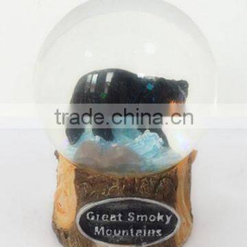 Polyresin and glass Black Bear snowball