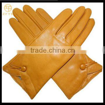 Women's yellow Leather Gloves with high quality