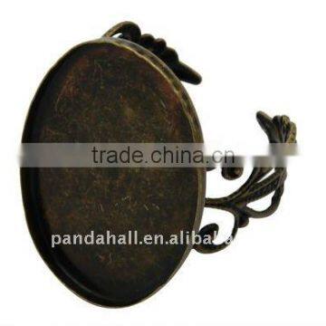 Brass Ring Settings, Antique Bronze, Rings, Tray: about 19mm inner wide, 25mm inner long; Inner diameter: 18mm(KK-A009-AB)