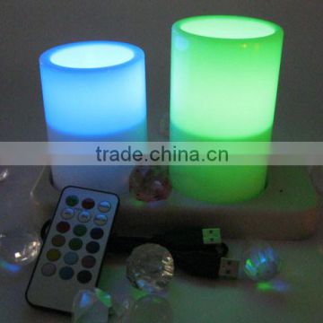 LED flame color changing remote controlled rechargeable electric candle with timer