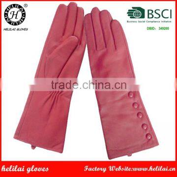 HELILAI Brand Long Style Party Sheep Leather Gloves With Viscose Lining