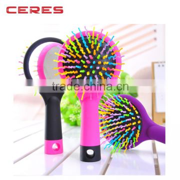 Abundant hair & antistatic Detangling Comb Eyecandy Rainbow wave curly plastic Hair Brush