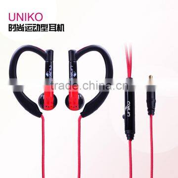 ULDUM red and black color running sport earhook earphone with microphone for mp3 &mp4