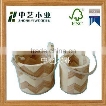 Natural small round wooden craft bucket for kids