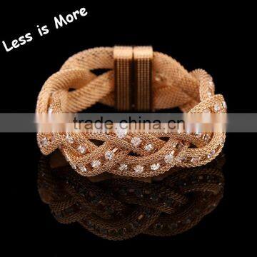 Fashion gold chain bracelet magnetic lock bracelet with cz stone