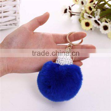 Royal Blue Rabbit Fur Pompom Valentine's Day Gift Keychain