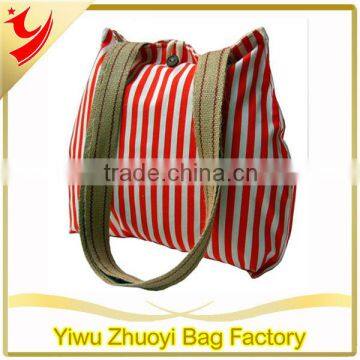 Red Strips Canvas Oversized Beach Bag