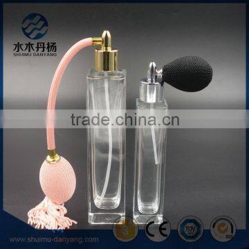 100ml square clear glass perfume bottle with airbag pump sprayer