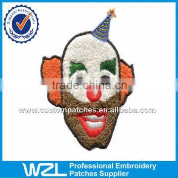 Custom wholesale cartoon clothes chenille applique and Clown design embroidery chenille patch