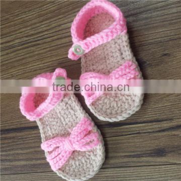 pink color Mary Jane Shoes style hand crochet Newborn Baby Girl Slippers